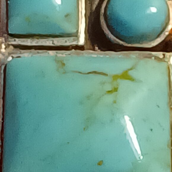 Sterling Silver Turquoise Style Pendant Necklace 23” Snake Chain 925 Italy - Picture 5 of 16